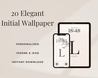 Paquete de fondos de pantalla elegantes con la inicial L, 20 fondos neutros personalizados para iPhone y iPad, descarga instantánea.