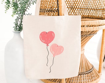 Sac fourre-tout pour la Saint-Valentin, sac fourre-tout amour minimaliste esthétique coeur mignon ballon de bal. Cadeau pour copines, cadeau pour amis