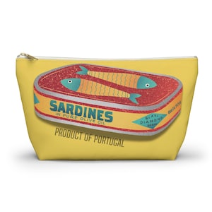 Sardines Cosmetic Bag, Tinned Fish Accessory Pouch, Trendy Sardines Bag, Sardines Zipper Pouch, Retro Sardine Utility Case