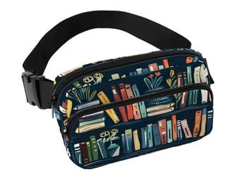 Riñonera para amantes de los libros: elegante bolso bandolera de sarga