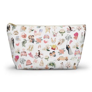 Groom Utility Bag, Wedding Accessory Pouch w T-bottom, Bridal Shower Gift, Personalized Makeup Bag, Travel Organizer, Cosmetic Case