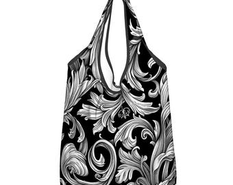 Barroco Floral Reusable Grocery Bag: Waterproof Eco Market Tote