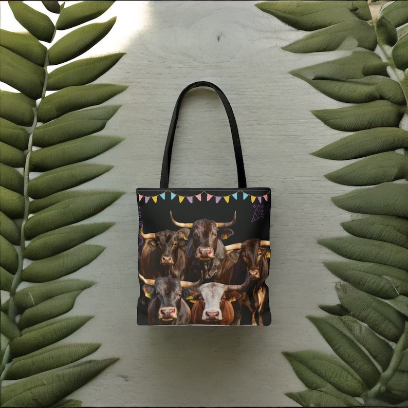 Bootleg Bull Tote Bag, Bullrun 90st Style San Fermin Cow Bulls Bag