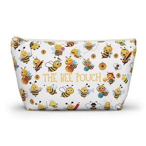Bee Pouch Animal Lovers Accessory Bag, Cute Makeup Bag Pencil Back To School Travel Bag Bee Utility Toiletry Bag Chic Girl