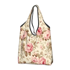 Sac utilitaire réutilisable pliable floral, sac tout-en-un réutilisable, imperméable et respectueux de l'environnement. Sac polyvalent de grande capacité