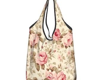 Floral Reusable Shopping Bag: Waterproof Polyester Utility Tote