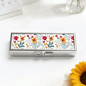 Floral Vintage Pill Box, Weekly Pill Organizer