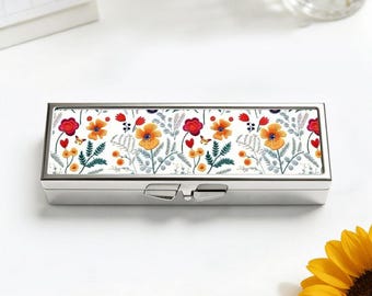 Floral Vintage Pill Box, Weekly Pill Organizer