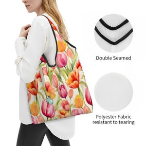 Sac utilitaire floral réutilisable : cabas en polyester imperméable