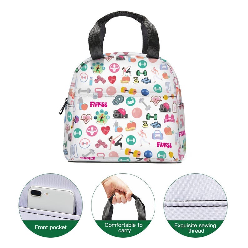 Fitness Lunch Bag, Insulated Zipper Tote, Gym Food Organizer image 7
