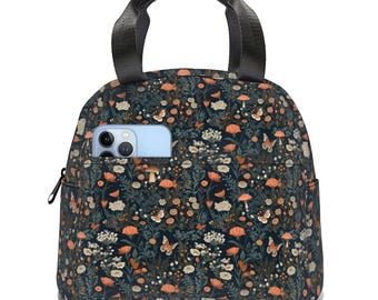 Sac à lunch floral Cottagecore : fourre-tout isolant réutilisable à fermeture éclair