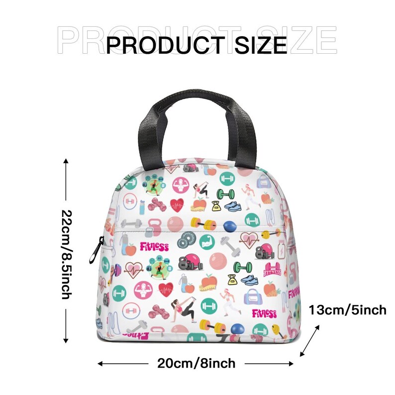 Fitness Lunch Bag, Insulated Zipper Tote, Gym Food Organizer image 8