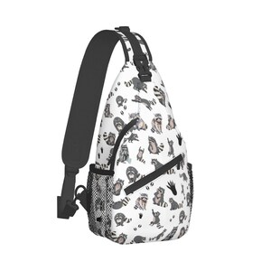 Bolso bandolera con estampado de mapache: bolso de viaje impermeable para el pecho imagen 2
