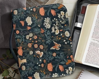 Cottagecore Floral PU Leather Bible Cover: Religious Book Protector