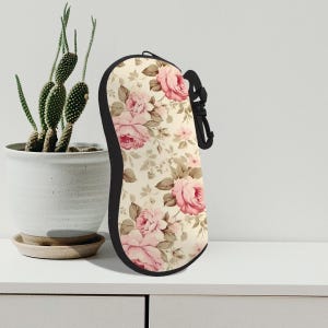 Floral Glasses Case: Pink Neoprene Eyewear Sleeve