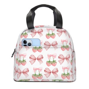 Coquette Lunch Bag, Geschenk für Bogenliebhaber - Isolierte Coquette Lunch Bag, wiederverwendbare Tasche für Schule, Arbeit & Picknick, Lunch Cooler für Frauen