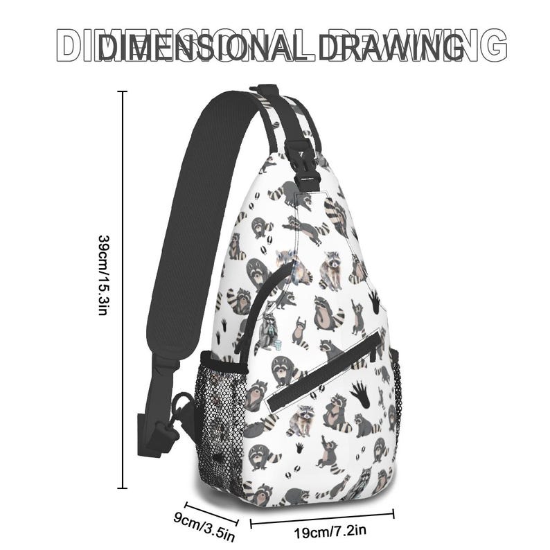 Bolso bandolera con estampado de mapache: bolso de viaje impermeable para el pecho imagen 8