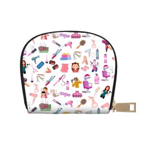 Cartera para tarjetas de crédito de cuero con estilo para mujeres, billetera para tarjetas de estilo femenino, estuche con cremallera de semicírculo, regalo para mujeres con estilo para el cabello
