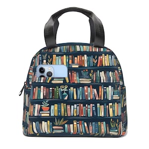 Cadeau pour les amateurs de lecture : sac à lunch bibliothèque isotherme, fourre-tout avec sac réutilisable pour l'école, le travail et le pique-nique, glacière à lunch multi-usage pour les amateurs de lecture.