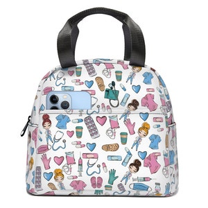 Krankenschwester Lunch Bag CareGivers CNA LN Isolierte Reißverschlusstasche, wiederverwendbare Lunch Tasche für Schule/Arbeit/Picknick, Mehrzwecktasche Lunch Cooler für Frauen