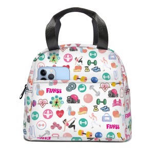 Fitness Lunch Bag, Insulated Zipper Tote, Gym Food Organizer White4