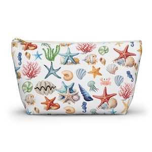 Seashell Beach Accessoire Beutel mit T-Bottom, Strandtaschen, Strandgeschenke, Brautjungfer Geschenke, Kosmetiktasche, Pool Essentials