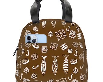 Sardines Print Insulated Lunch Bag, Reusable Cooler Tote