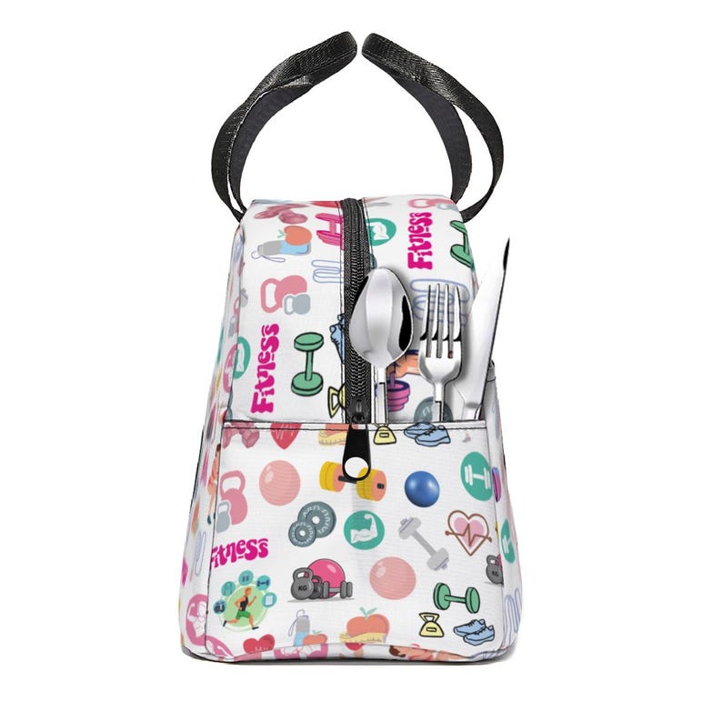 Fitness Lunch Bag, Insulated Zipper Tote, Gym Food Organizer image 3