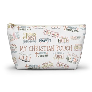 Religious Pouch, Catholic Makeup Bag, Religious Accessory Pouch, Faith Cosmetic Case, Spiritual Organizer Pouch