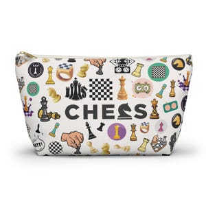 Chess Case Accessory Pouch w T-bottom, Chess love Bag Organizer, Chess Player Gift, Board Game Storage Pouch, Travel Game Bag, Gaming
