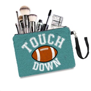 Bolsa deportiva, bolso de mano con lentejuelas Touch Down, cartera con lentejuelas, monedero, espíritu de equipo deportivo, bolsa deportiva de moda, regalo de estadio para chicas deportistas