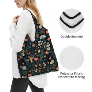 Sac à provisions réutilisable Floral Cottagecore : fourre-tout utilitaire en polyester imperméable