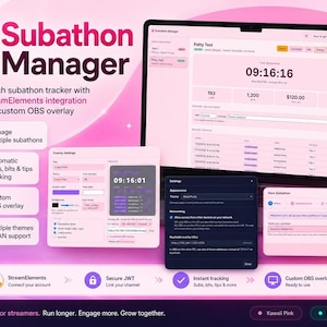 Subathon Manager for Twitch • StreamElements Timer & OBS Overlay • Windows Desktop App
