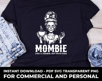 Mombie SVG PNG, design del caffè con mamma zombi (download digitale)