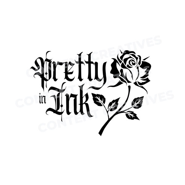 Pretty In Ink, Tattoo Rose, Indie Style, Unique Tattoo-inspired Alternative T-Shirt Graphic, Transparent PNG