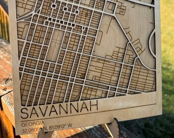 Savannah Georgia Wooden Map SVG: Multilayer Laser Cut File (Digital Download)