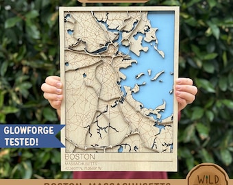 Boston Massachusetts Wooden Map SVG: Multilayer Laser Cut File (Digital Download)