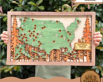 National Parks Travel Tracker Map SVG : USA Traveler Laser Cut File (Digital Download)
