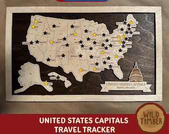 United States Capitals Bucket List Map SVG: Laser Cut Travel Tracker (Digital Download)