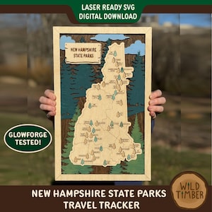 New Hampshire State Parks Travel Tracker SVG | New Hampshire SVG | Travel Tracker SVG | New Hampshire Glowforge File | New Hampshire Map svg
