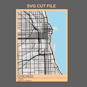 Fichier de coupe SVG Chicago, Illinois | Carte en bois multicouche SVG | Fichier SVG | Téléchargement numérique | Fichier Glowforge