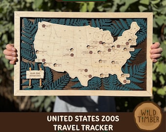 US Zoo Travel Tracker Map SVG: Laser Cut Family Adventure (Digital Download)