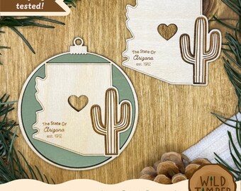 Arizona State Flower Ornament SVG – Saguaro Christmas Bundle, 2 Designs (Digital Download)