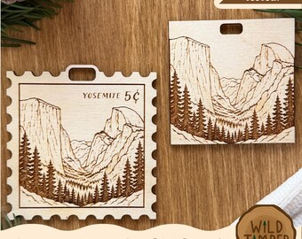 Yosemite National Park Ornament SVG – Stamp Christmas Ornament, Customizable Laser File (Digital Download)