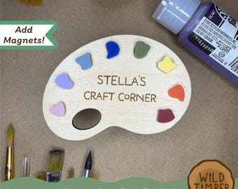 Archivo SVG de corte láser de paleta de pintura/imán de exhibición de arte infantil personalizado