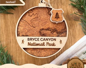 Bryce Canyon National Park Christmas Ornament SVG: Utah Topographic Laser Cut File (Digital Download)
