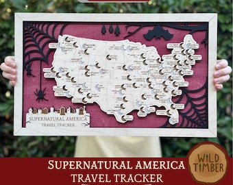 Supernatural Haunted Bucket List Travel Tracker Map SVG: Halloween SVG File (Digital Download)