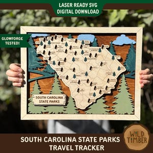 South Carolina State Parks Travel Tracker SVG | South Carolina SVG | Travel Tracker SVG | South Carolina Glowforge File