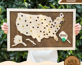 Pickleball USA Travel Tracker SVG – 50 States Pickleball Bucket List Map (Digital Download)
