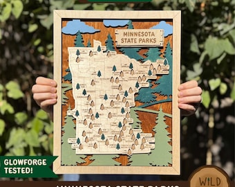 Minnesota State Parks Travel Tracker SVG: Glowforge Laser Cut Map (Digital Download)